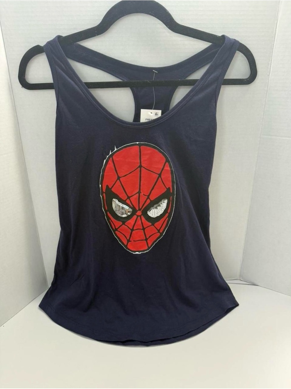 Marvel Women's Navy Tank Top with Red Spider-Man Face